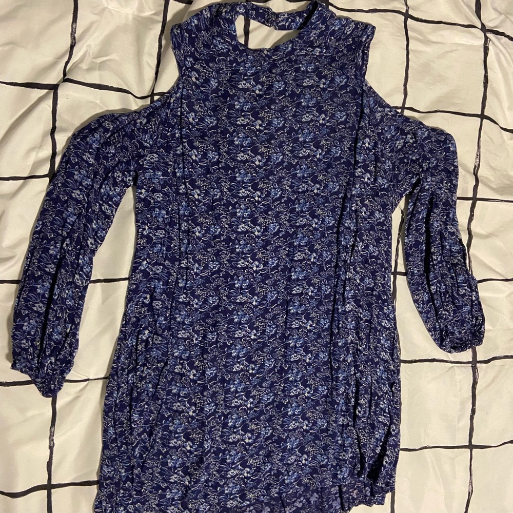 Angie Mini Dress with Cold Shoulders and Keyhole Back